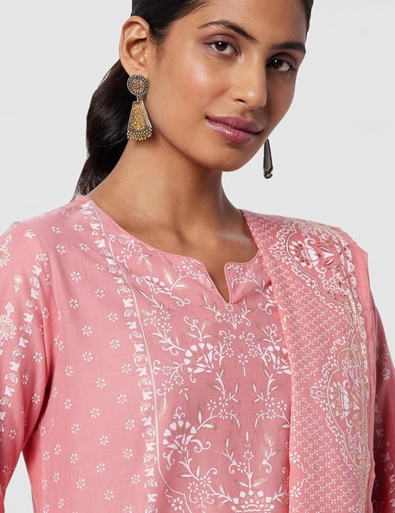 Cotton Straight Kurta Pants Suit Set - Image 4